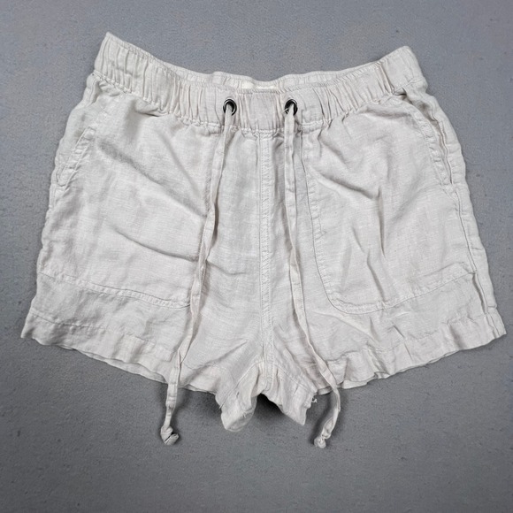 C&C California Pants - C&C California Linen Shorts Womens S Beige Elastic Drawstring Casual Beach Boho